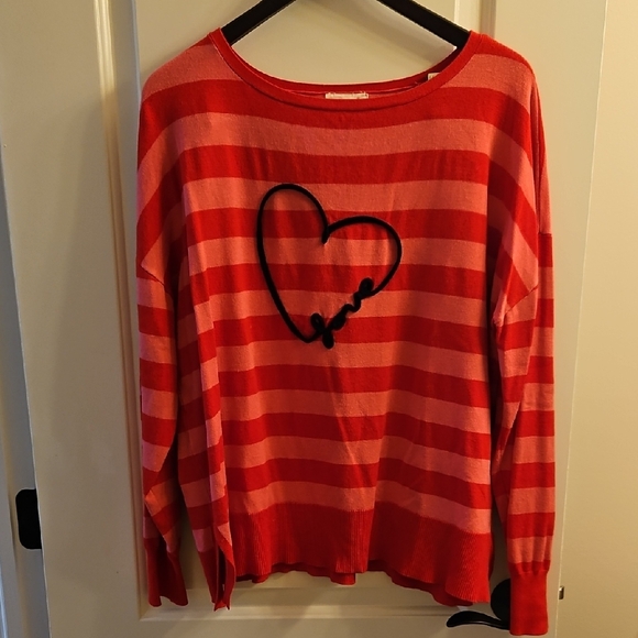 Marled| "LOVE" Striped Sweater| Sz L| EUC! | Rugby, Valentines, Preppy, Boxy - Picture 3 of 10